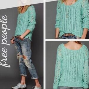 Free People Women's Light Green Knit Sweater